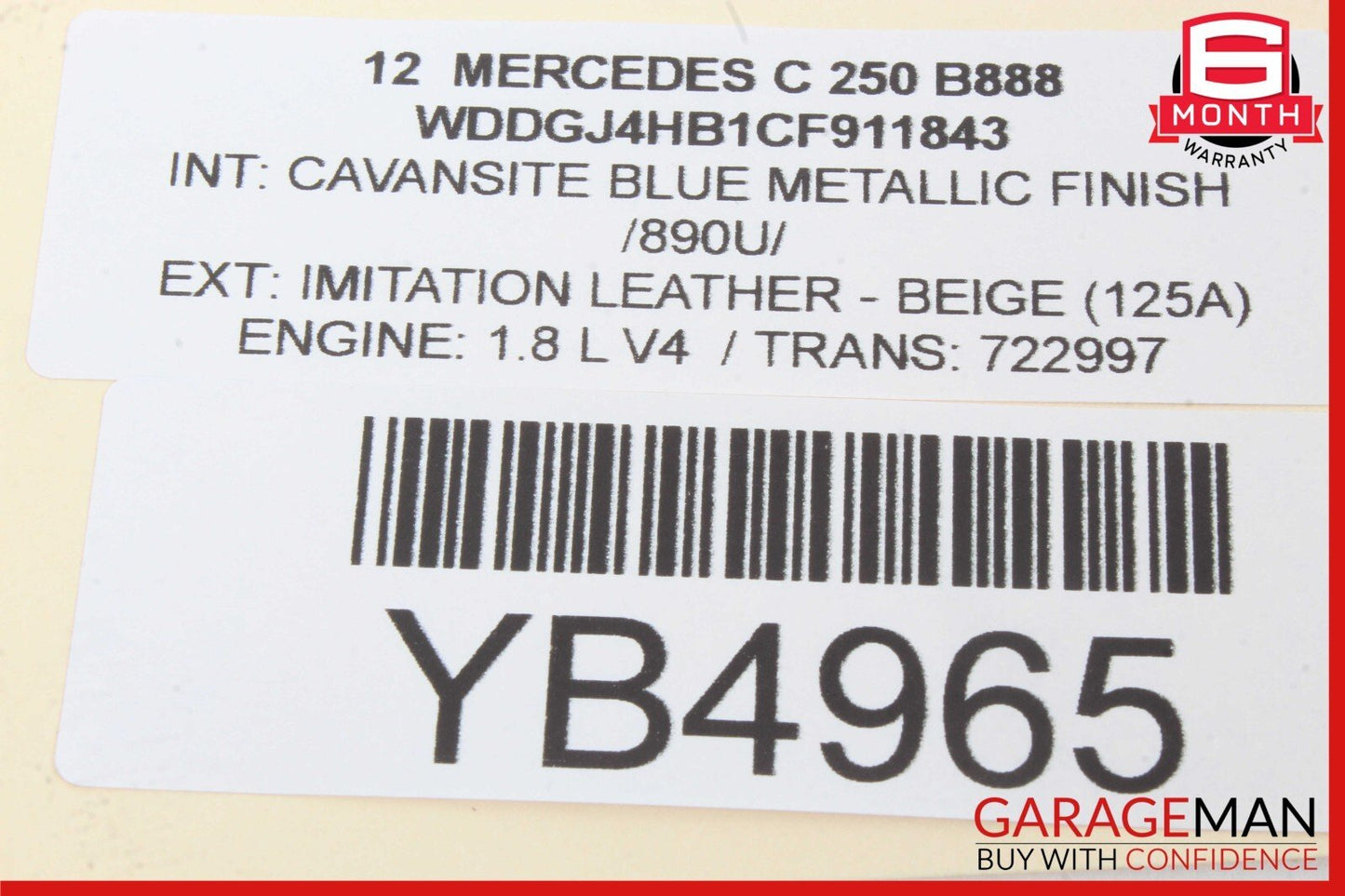 12-14 Mercedes W204 C250 C350 C63 AMG Coupe Roof Curtain Air Bag Left Side OEM