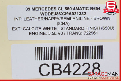 07-14 Mercedes W216 CL550 CL600 S550 S600 Rear Right Side Quarter Airbag Air Bag