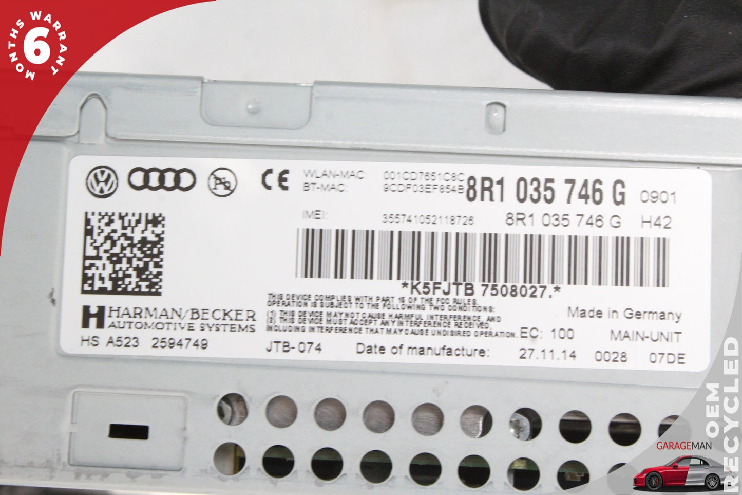 2009-2017 Audi A5 S5 Q5 Command Head Unit Audio Radio CD Player 8R1035746G OEM