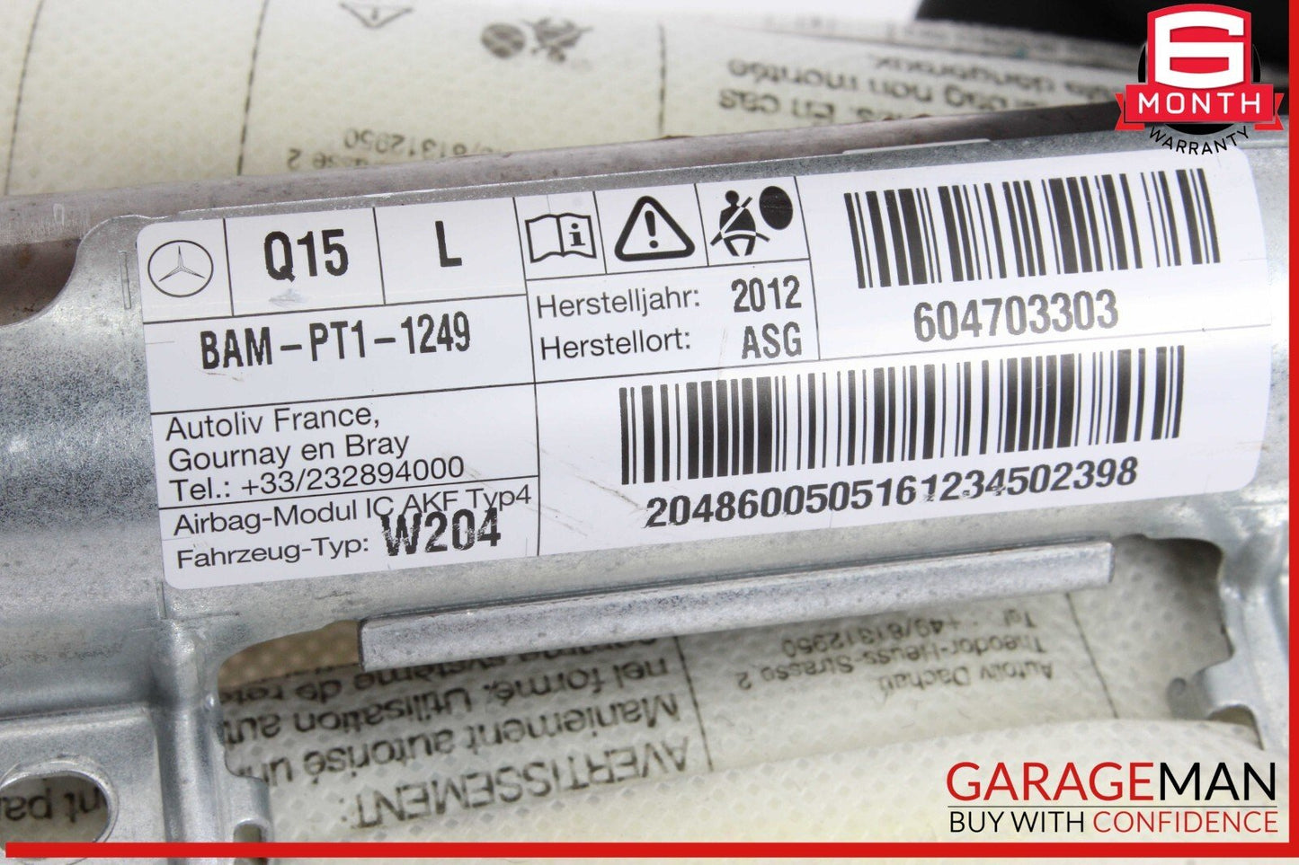 08-14 Mercedes W204 C250 C300 Left Side Roof Curtain Airbag Air Bag OEM