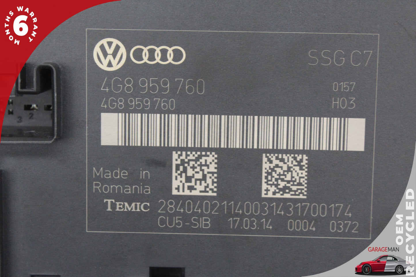 2012-2018 Audi A6 Front Left Driver Side Seat Control Module Unit 4G8959760 OEM