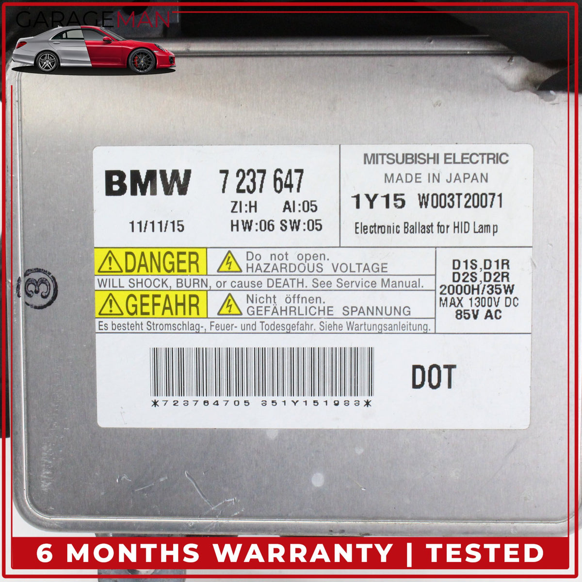 2009-2013 BMW 550i GT 528i 535i Xenon HID Headlight Ballast Control Module OEM