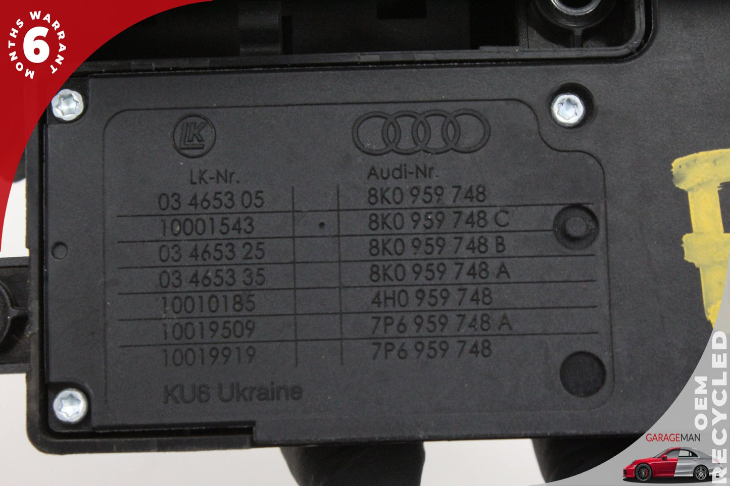 2012-2018 Audi A7 A6 Front Right Side Seat Adjustment Control Switch 8K0959748
