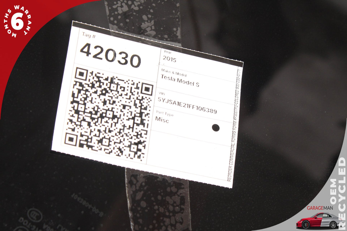 2012-2015 Tesla Model S 85D Fixed Sunroof Glass E643R000357