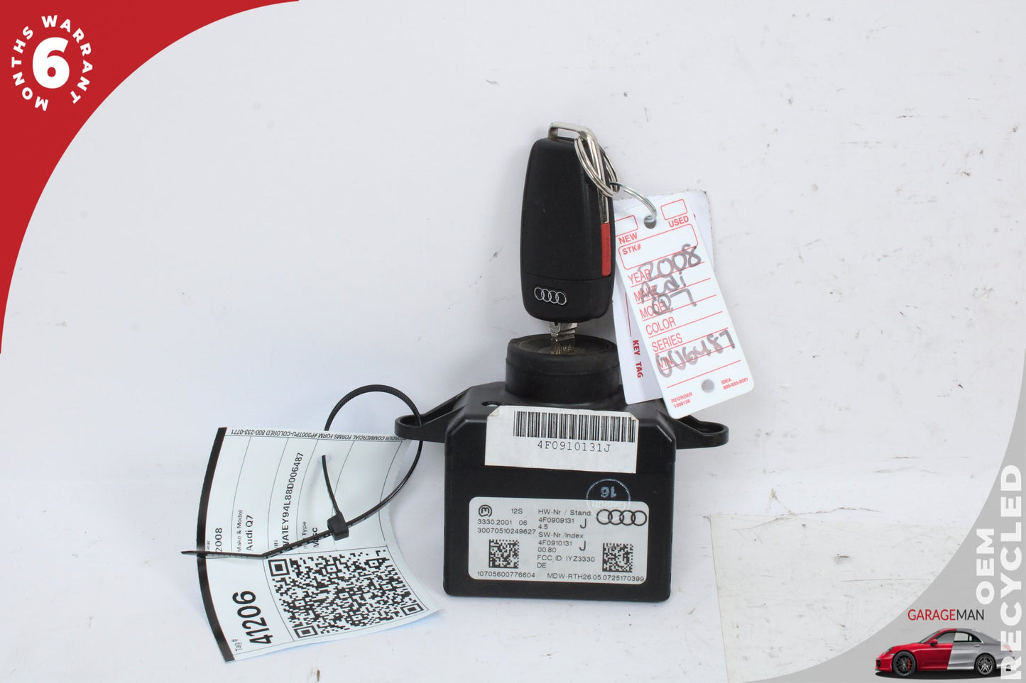 2007-2015 Audi Q7 A6 S6 Ignition Lock Switch Module w/ Key Fob 4F0909131J OEM