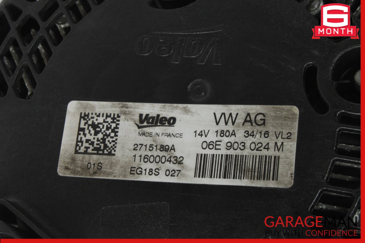 2016-2018 Audi A6 A7 Engine Alternator Generator 14V 180A Valeo 06E903024M OEM