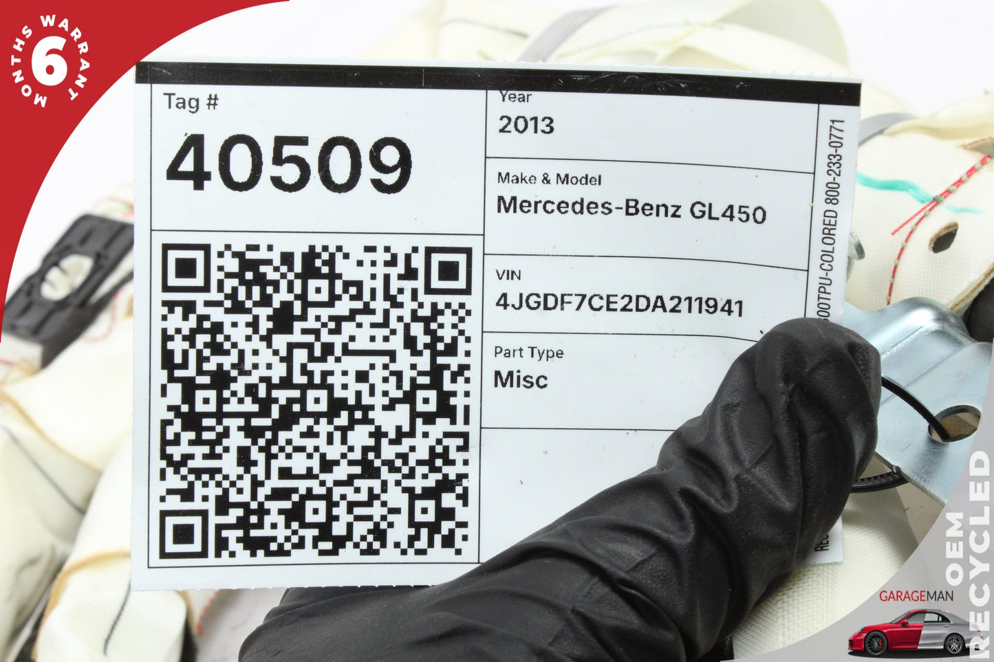2013-2016 Mercedes X166 GL450 Right Side Roof Curtain Air Bag 1668601002 OEM