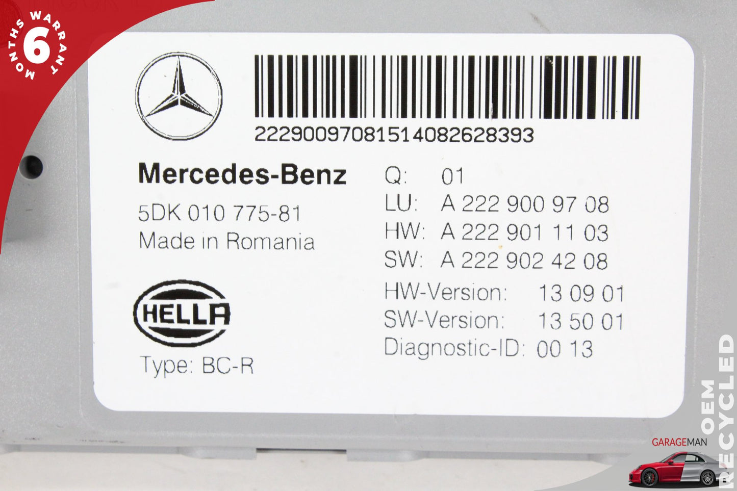 2015-2018 Mercedes W205 C300 C350e Rear Trunk SAM Control Module 2229009708 OEM