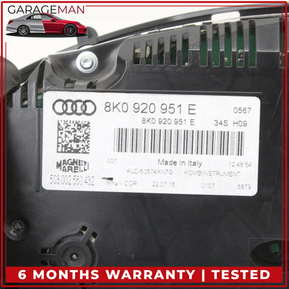 2013-2016 Audi A4 Speedometer Instrument Cluster Gauge 8K0920951E OEM