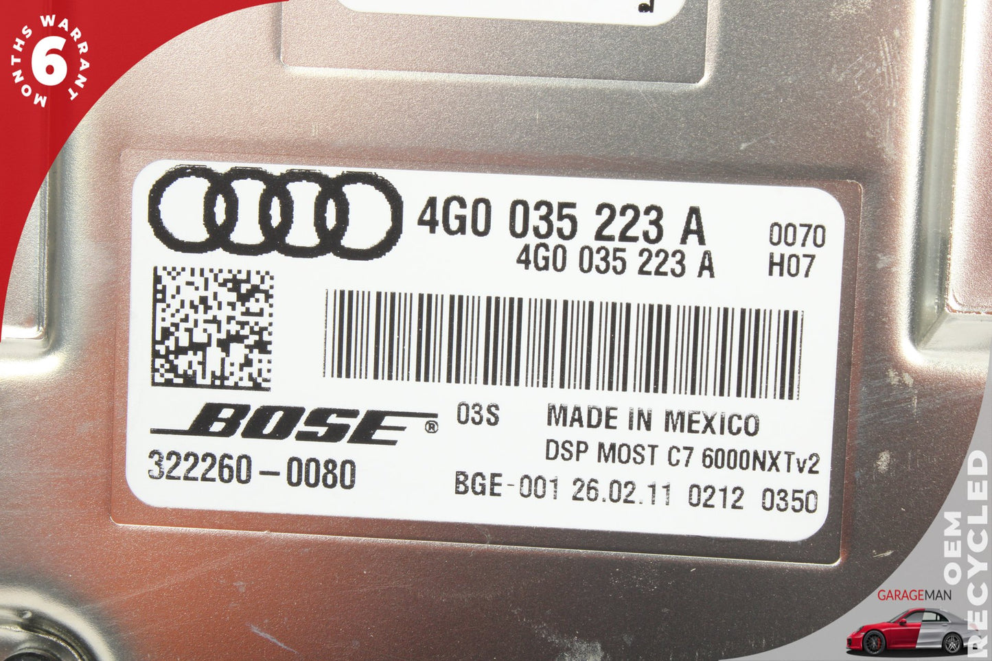 2012-2018 Audi A6 C7 Sedan Radio Amplifier 4G0035223A OEM