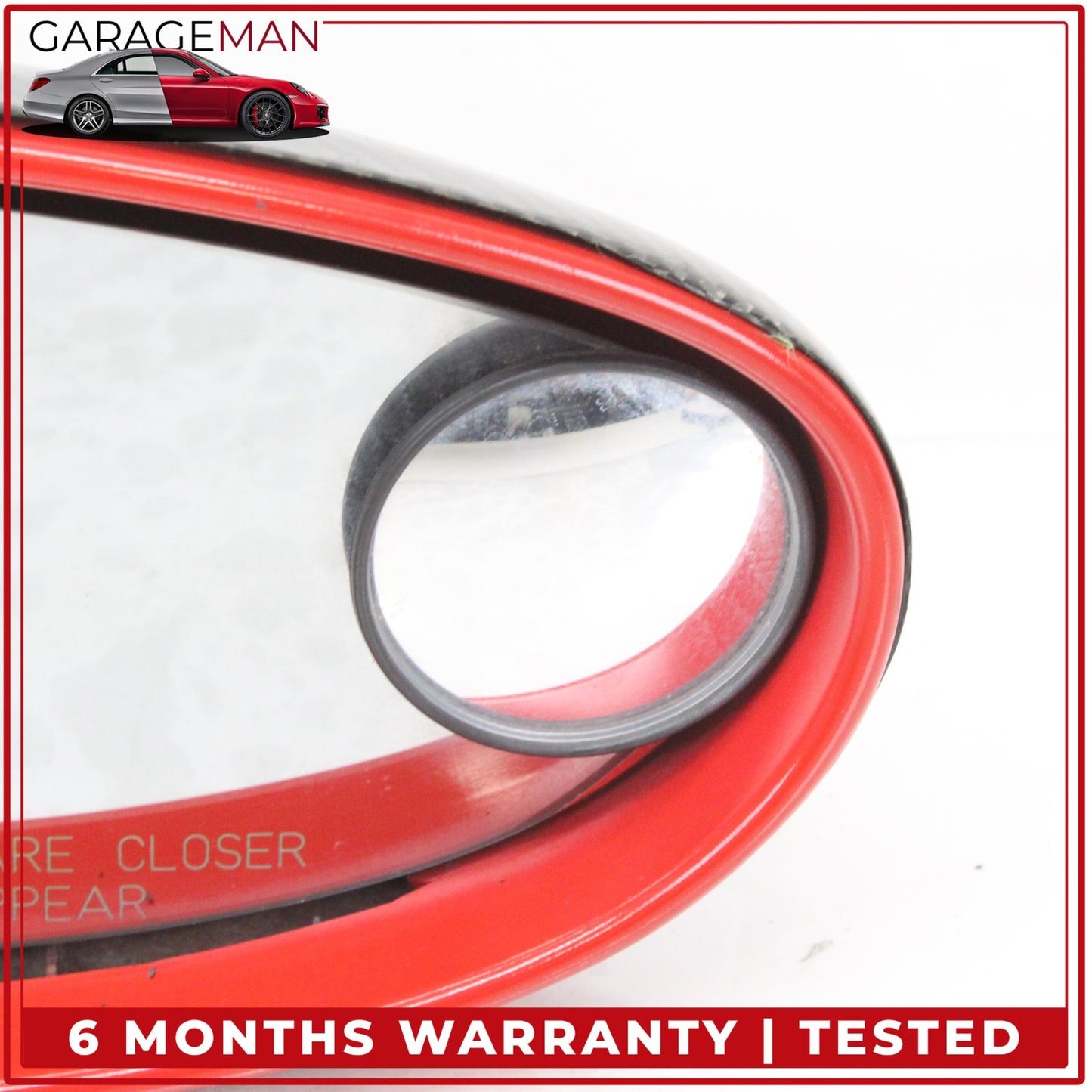 1999-2005 Porsche 911 Right Door Rear View Mirror Red w/ Carbon Fiber Cover OEM