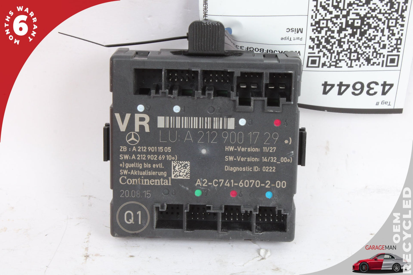 2008-2018 Mercedes W207 E400 Front Right Side Door Control Module 2129011505 OEM