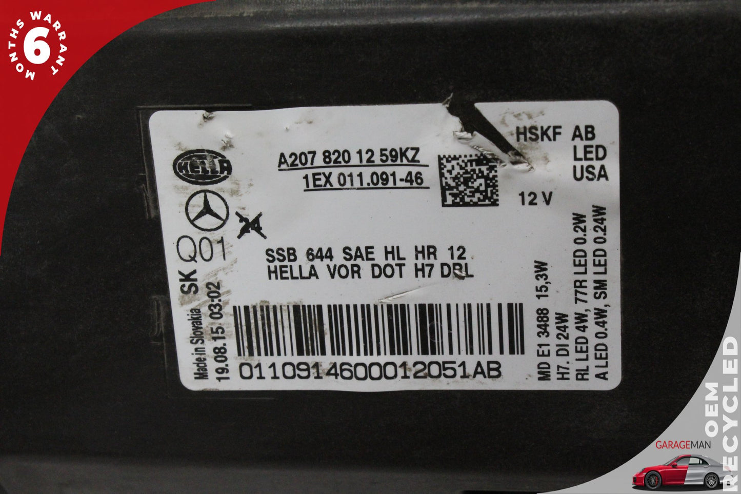2014-2017 Mercedes-Benz E400 W207 Coupe Front Right Head Light LED 2078201259