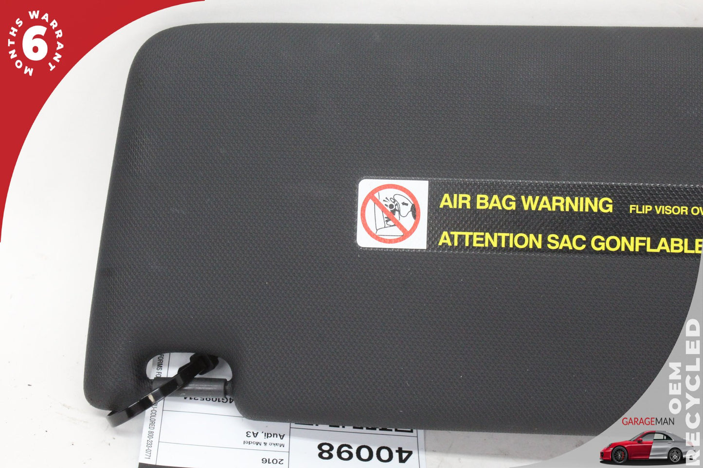2015-2025 Audi A3 S3 RS3 Right Passenger Side Sun Visor 8W0857552 OEM