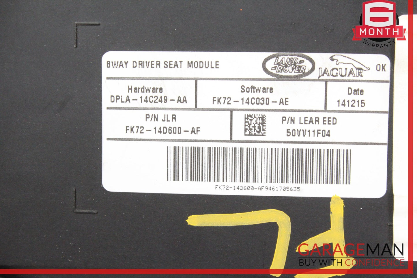 2016-2020 Jaguar XF X260 Sedan Front Left Seat Control Module DPLA-14C249-AA OEM