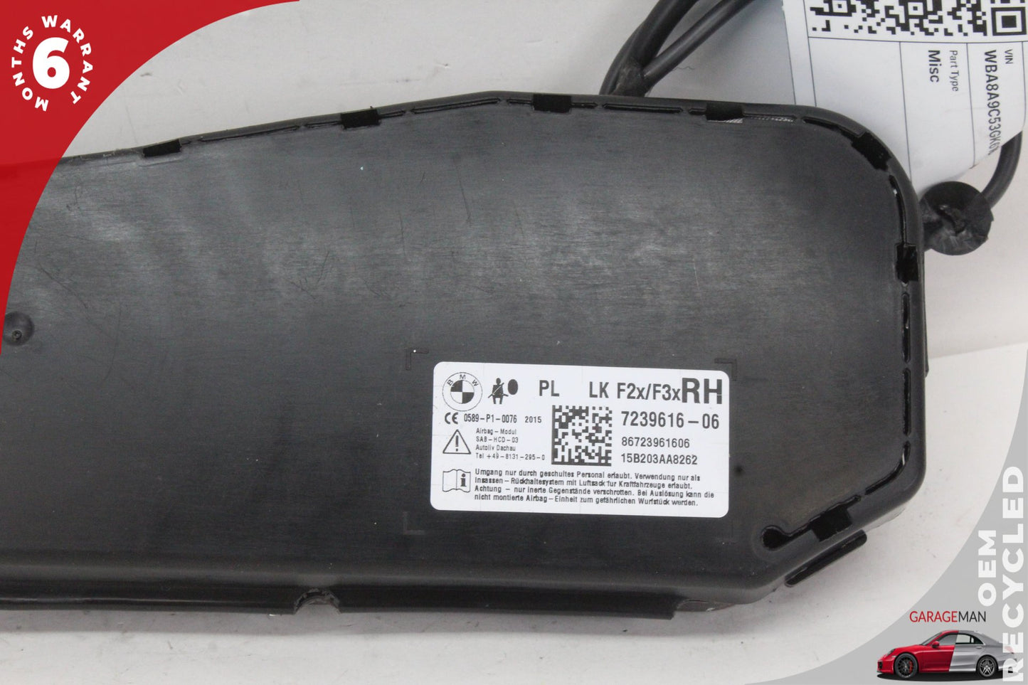 2012-2018 BMW 320i F30 Front Right Passenger Side Seat Airbag 7239616