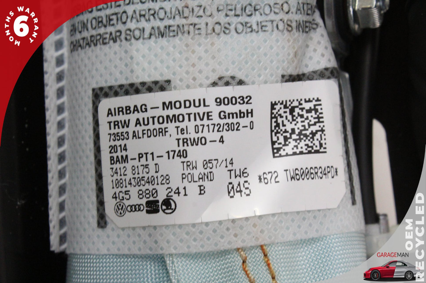 2012-2018 Audi A6 A7 RS7 Front Left Side Seat Airbag Air Bag 4G8880241B OEM