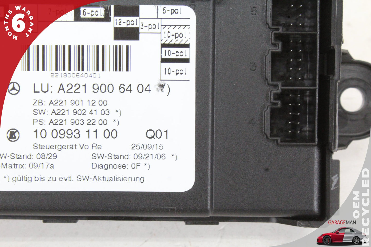 07-13 Mercedes S550 S-Class W221 Right Front Door Control Module 2219007501