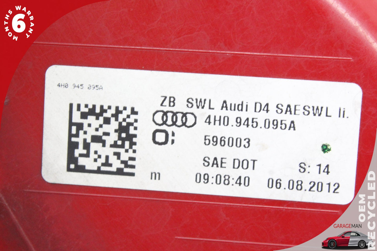 2011-2014 Audi A8 Rear Left LED Outer Tail Light Lamp 4H0945095 OEM