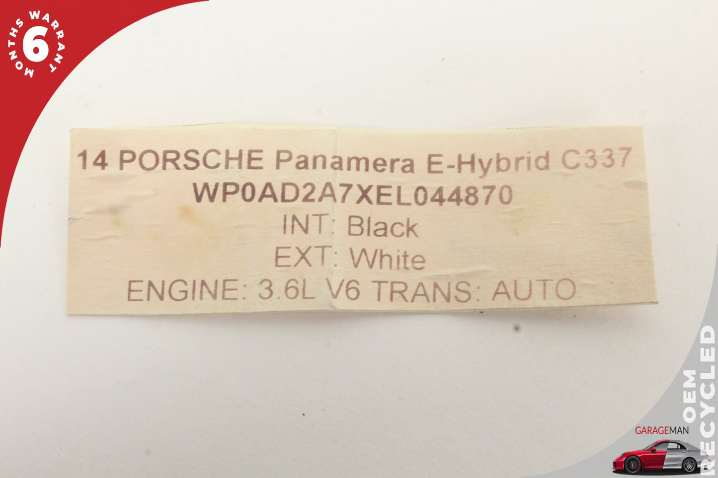 2014-2016 Porsche Panamera 970 E-Hybrid Battery Cooling Matt F00VB08001-00 OEM