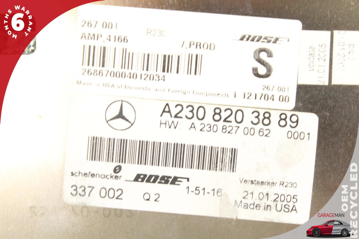 05-08 Mercedes-Benz SL500 R230 Audio Amplifier AMP Bose 2308203889 Genuine