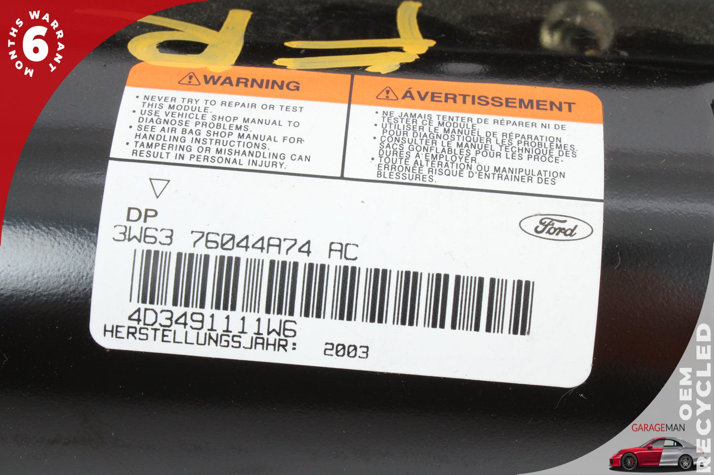 2002-2005 Ford Thunderbird Front Right Side Dash Airbag 3W6376044A74AC OEM