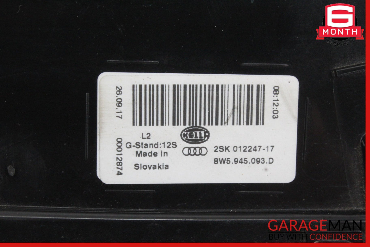 2017-2019 Audi A4 Sedan Rear Left Inner Tail Light 8W5945093D