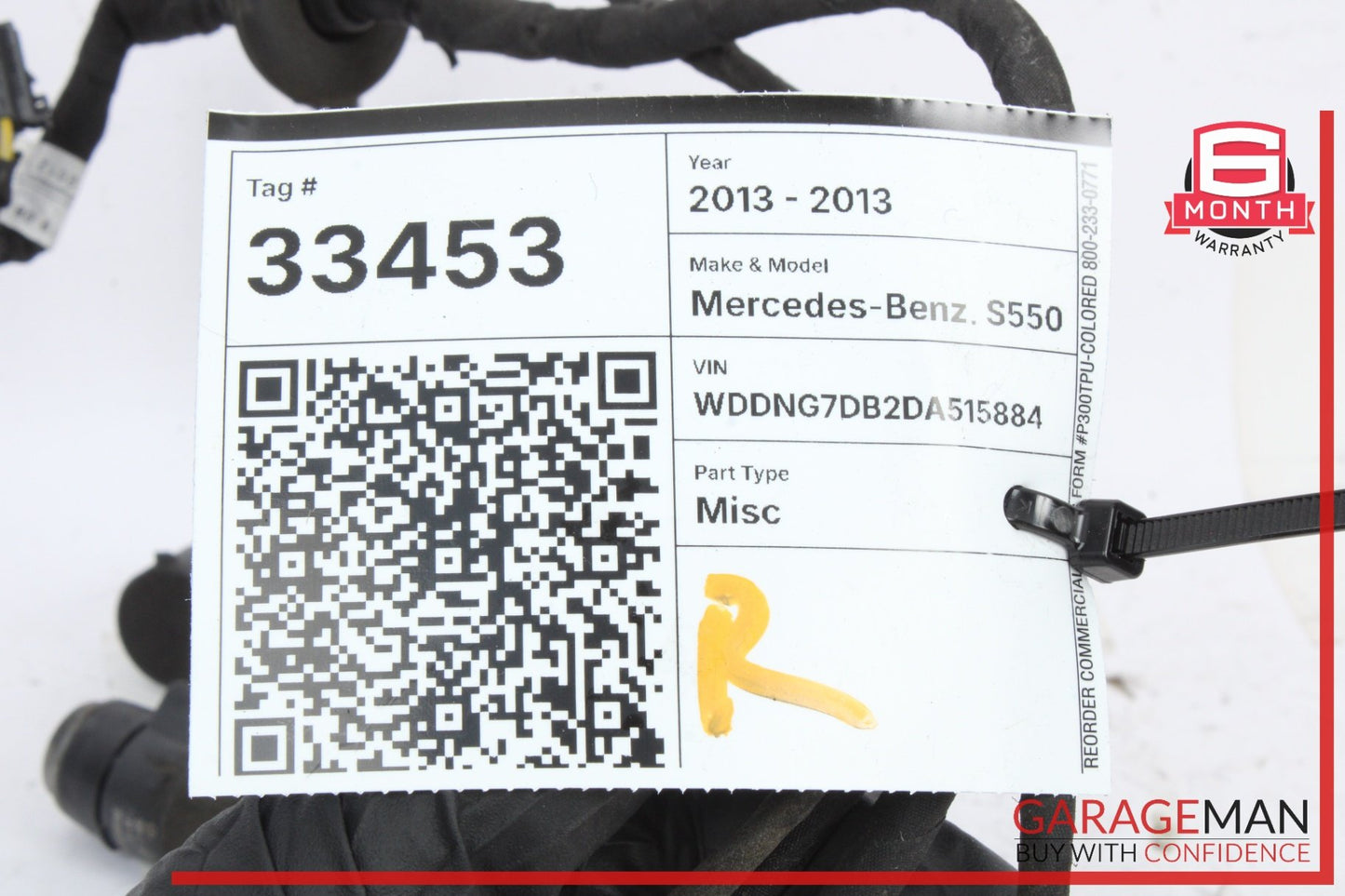 2010-2013 Mercedes-Benz S550 W221 Rear Bumper Parking Sensor Wire Harness 212542