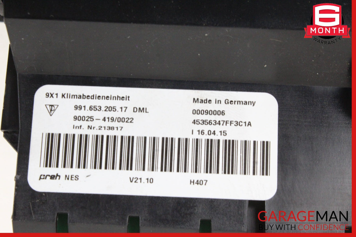 2014-2016 Porsche Cayman 981 Center Console AC Control Switch Drive Mode Panel