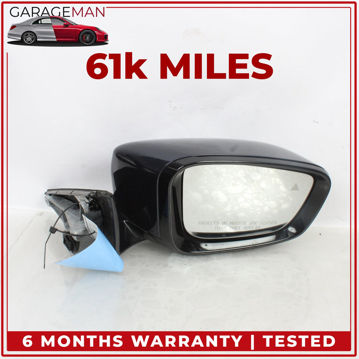 2017-2023 BMW 530e Right Door Rear View Mirror w/ Blind Spot Blue Metallic OEM