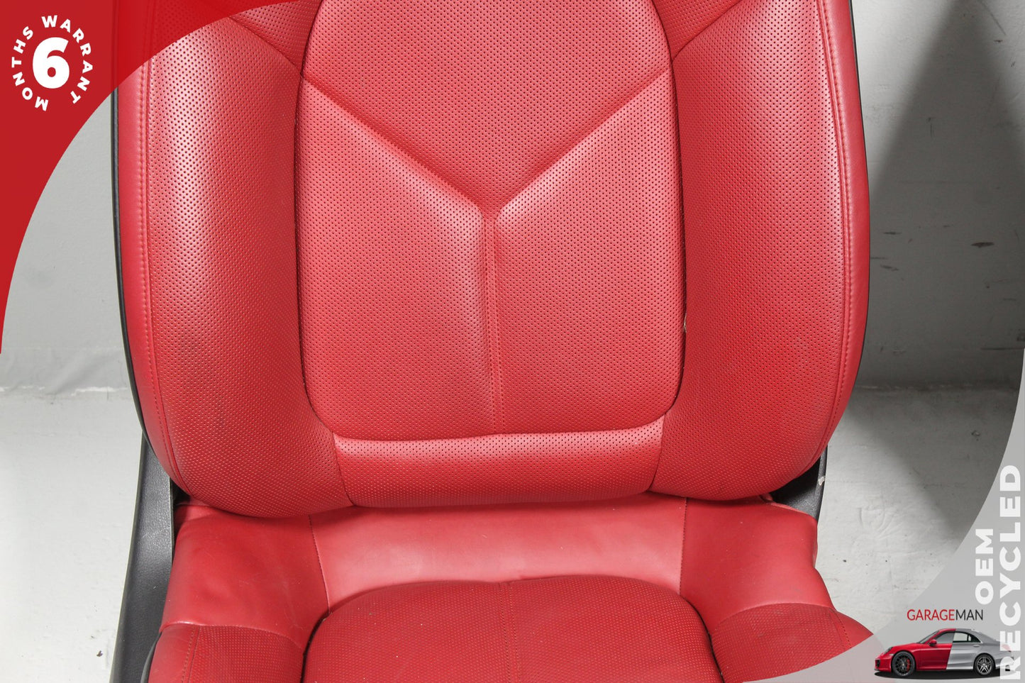 2015-2018 Porsche Macan 95B Front &amp; Rear Complete Leather Seat Assembly Red OEM