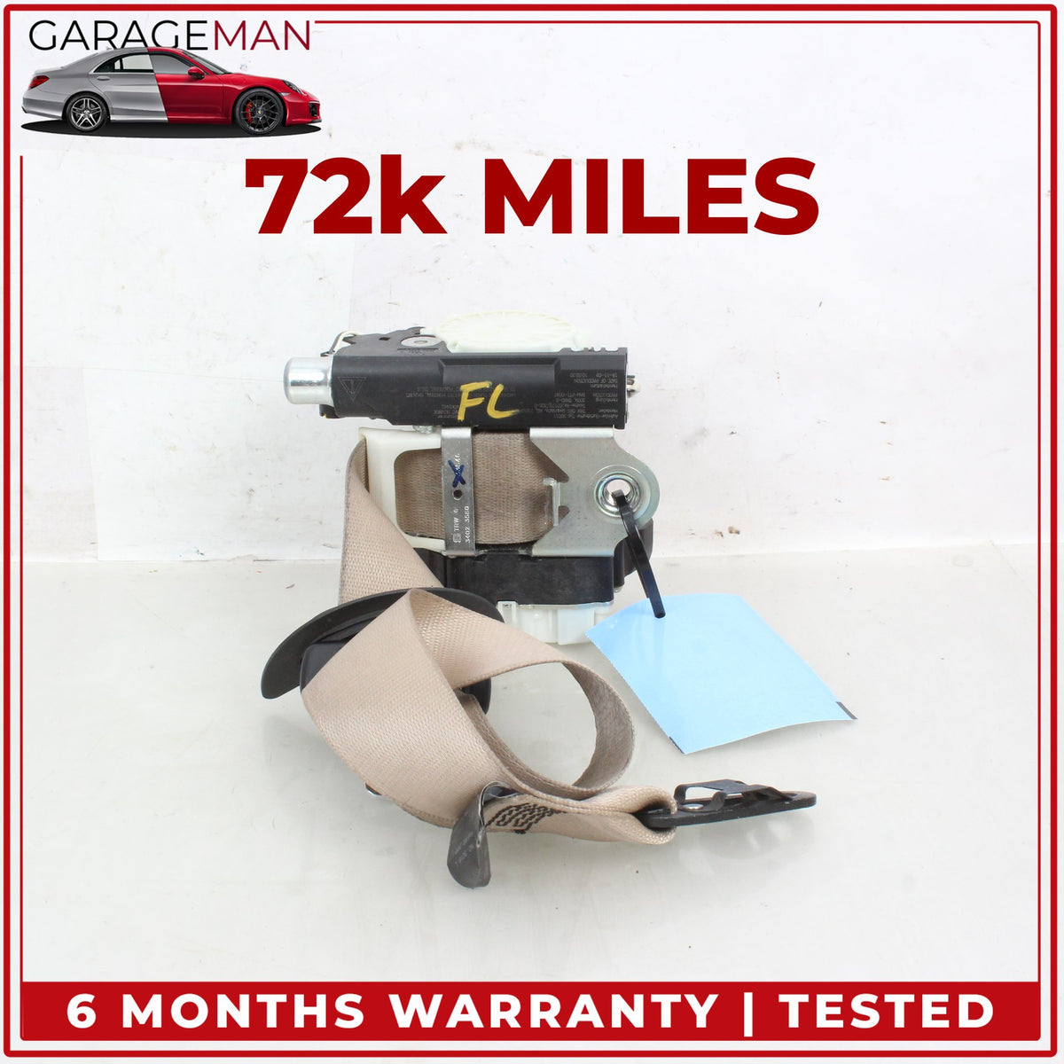 2010-2016 Porsche Panamera 970 Front Left Driver Side Seat Belt Beige OEM