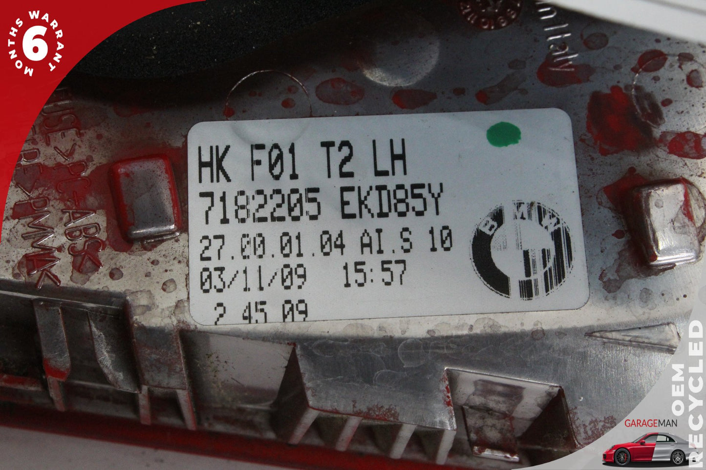 2009-2012 BMW 750i Rear Left Driver Side Inner Tail Light Lamp 7182205 OEM