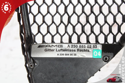 2003-2006 Mercedes R230 SL500 SL550 Front Bumper Grille Mesh Set of 3 Pc OEM