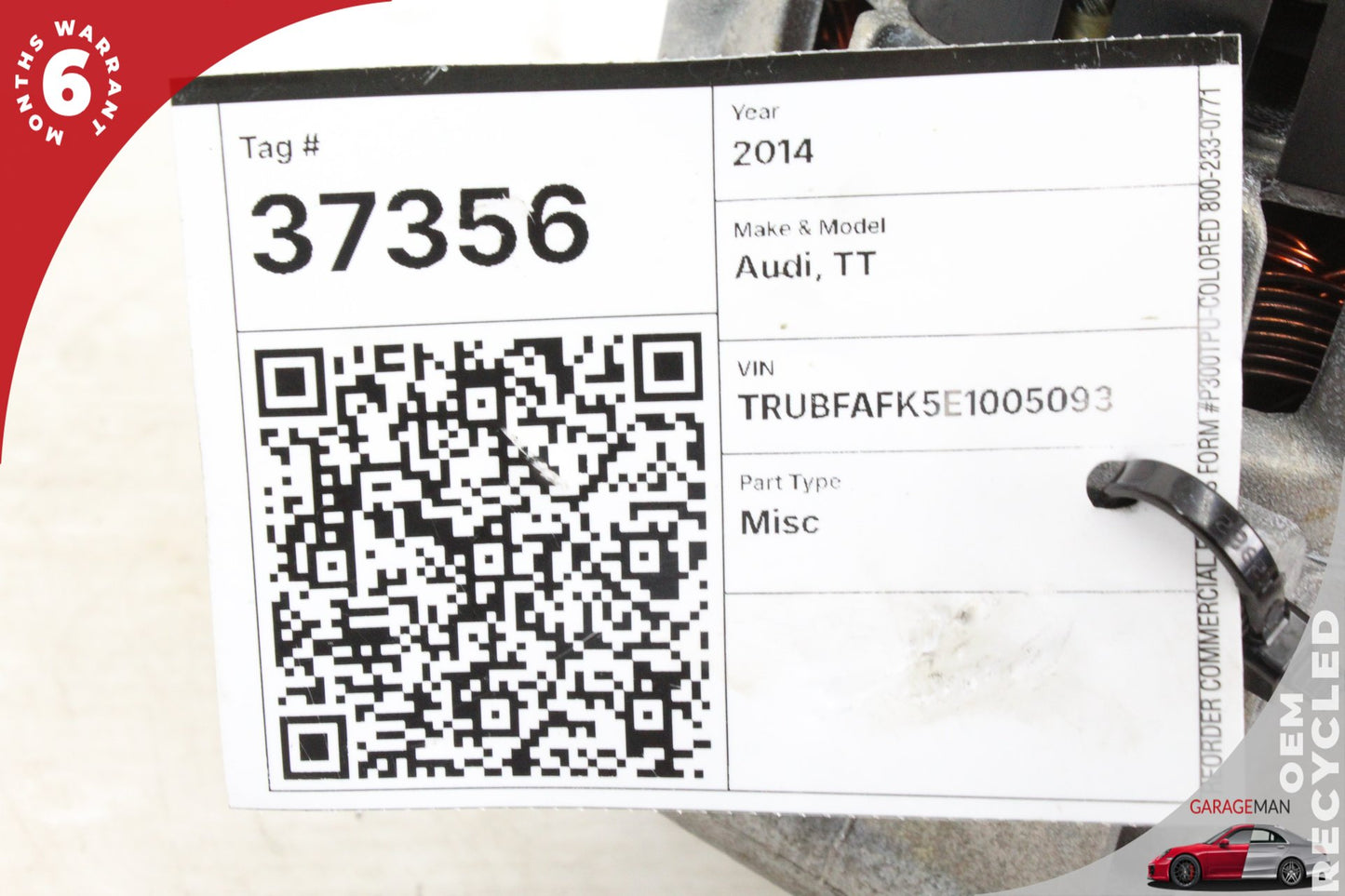 2011-2015 Audi TT 8J Coupe Alternator Generator 140A 14V 06J903023Q OEM