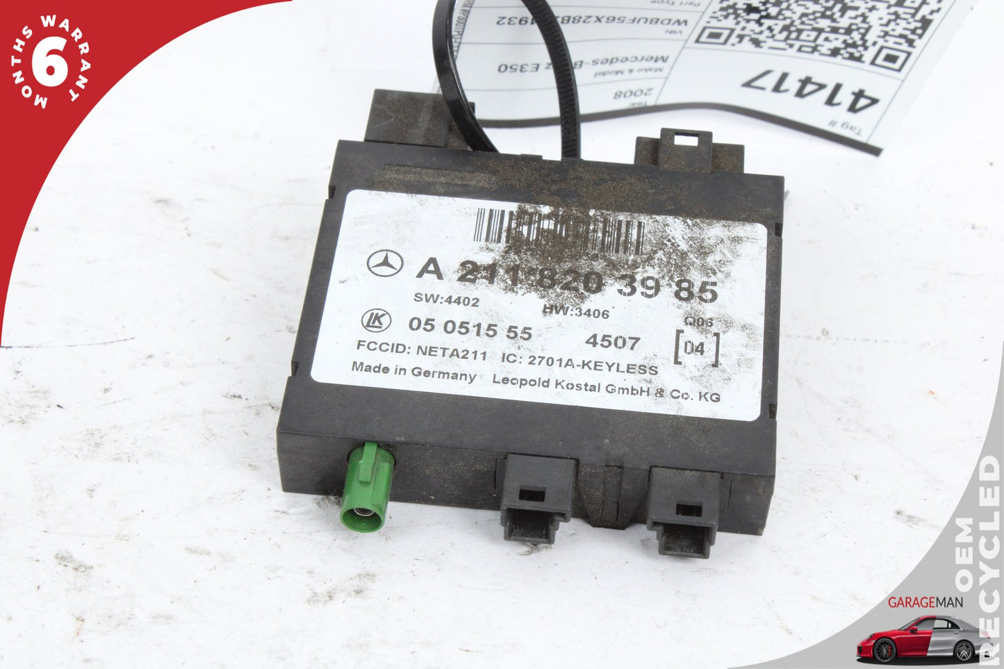 03-11 Mercedes E350 W211 Keyless Go Entry Control Module 2118203985 OEM