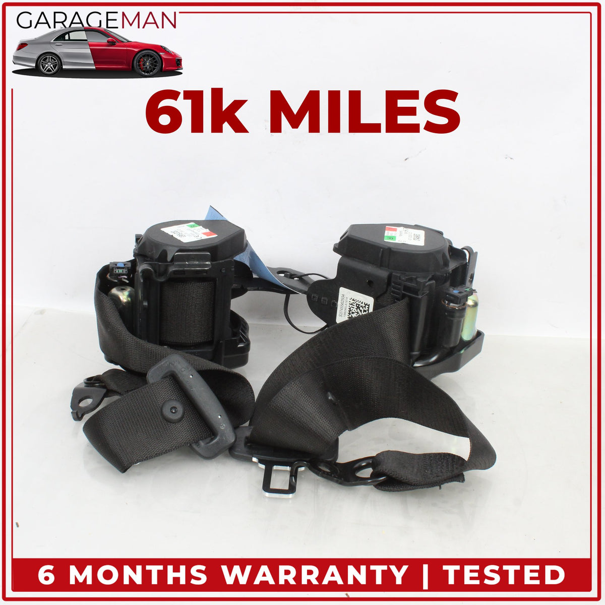 2017-2023 BMW 530e G30 Rear Left and Right Side Seat Belt Set Black 7455625 OEM