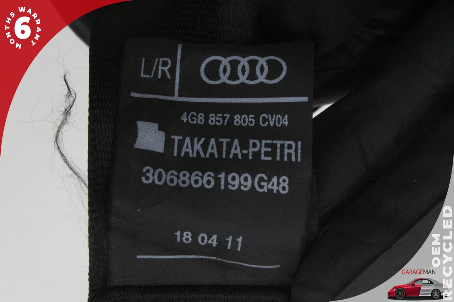 2012-2018 Audi A7 A6 Rear Left or Right Side Seat Belt Black 4G8857805C OEM