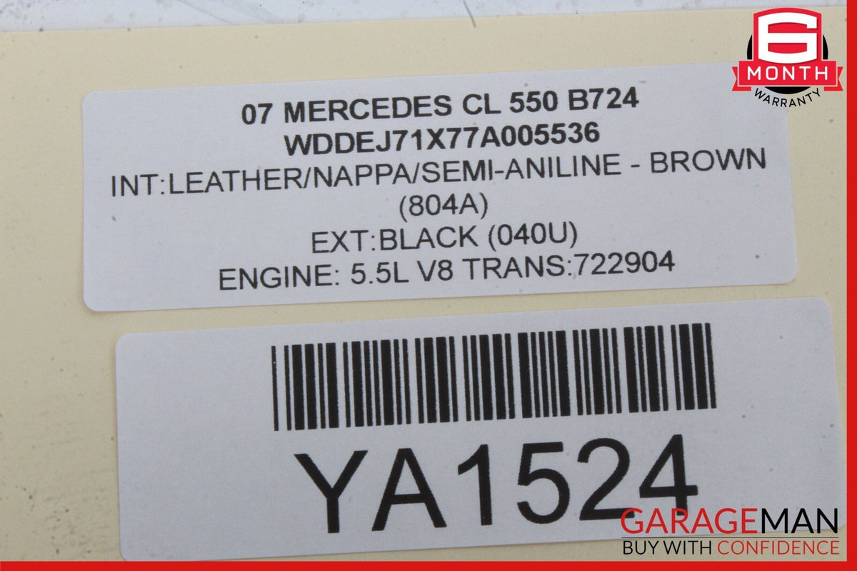 07-14 Mercedes W216 CL550 CL600 S550 S600 Rear Right Side Quarter Airbag Air Bag