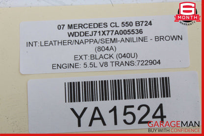 07-14 Mercedes W216 CL550 CL600 S550 S600 Rear Right Side Quarter Airbag Air Bag