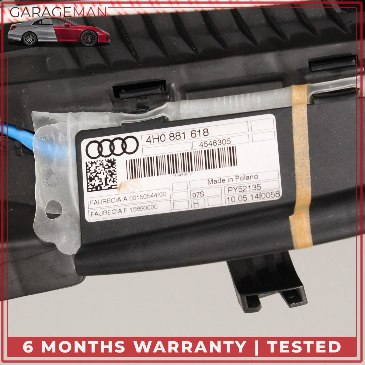 2011-2018 Audi A8 Front Right Side Lower Seat Track Frame Rail w/ Motors OEM