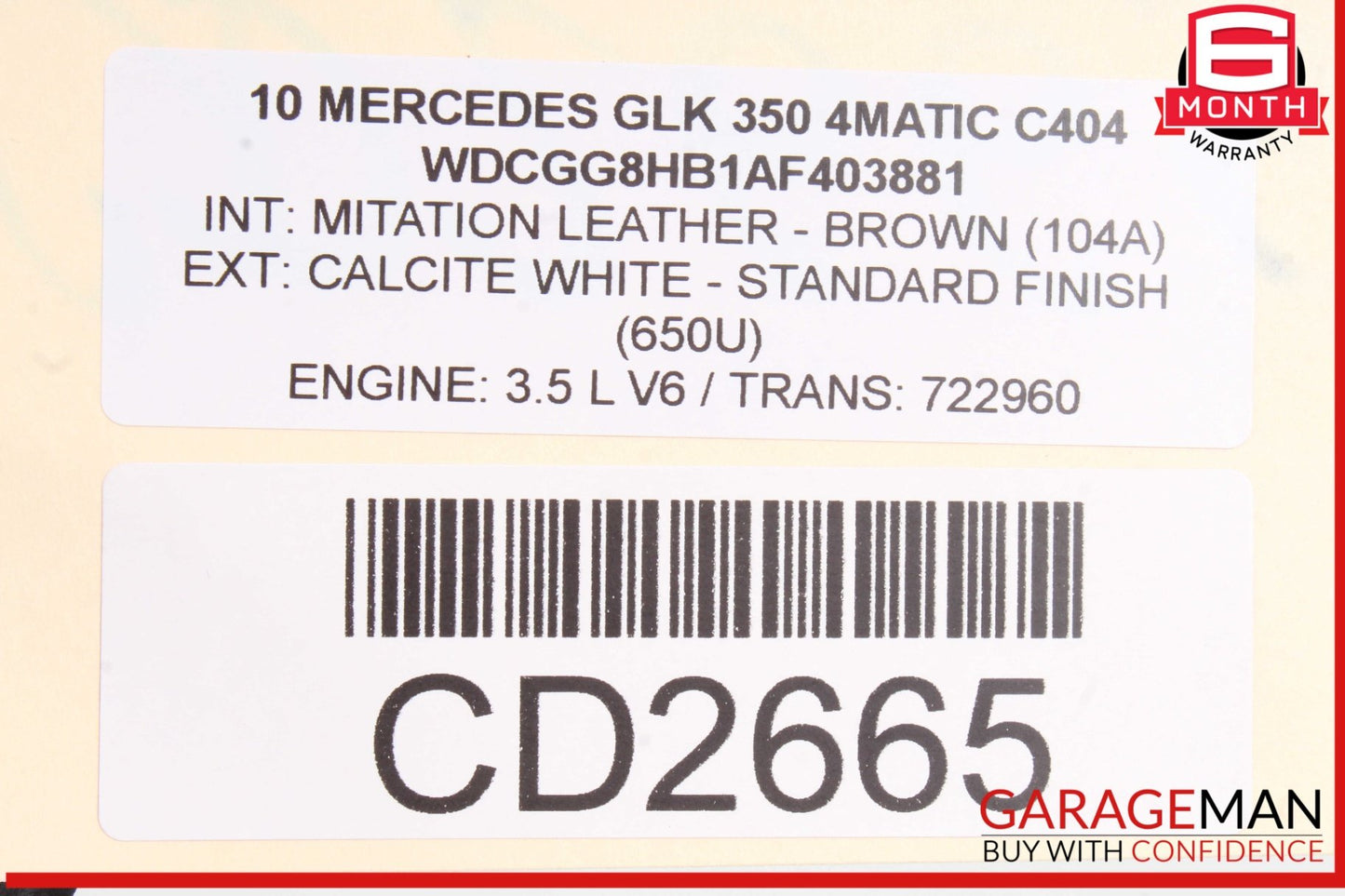 2010-2015 Mercedes-Benz GLK350 X204 Rear Left Door Trim Panel 2047300100 OEM