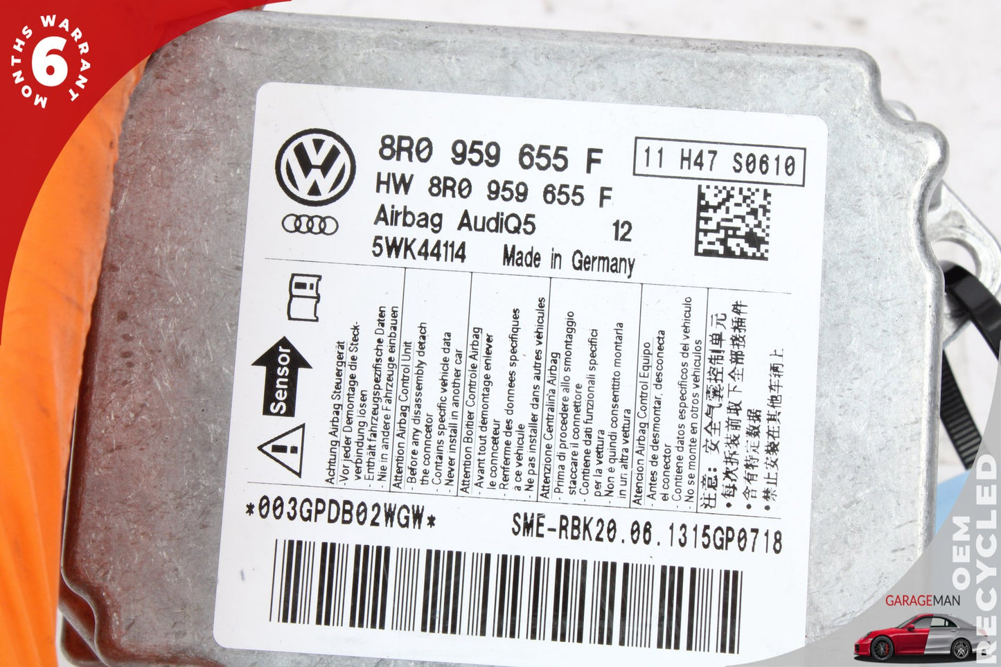 2009-2017 Audi Q5 Airbag Air Bag Sensor SRS Control Module 8R0959655F OEM