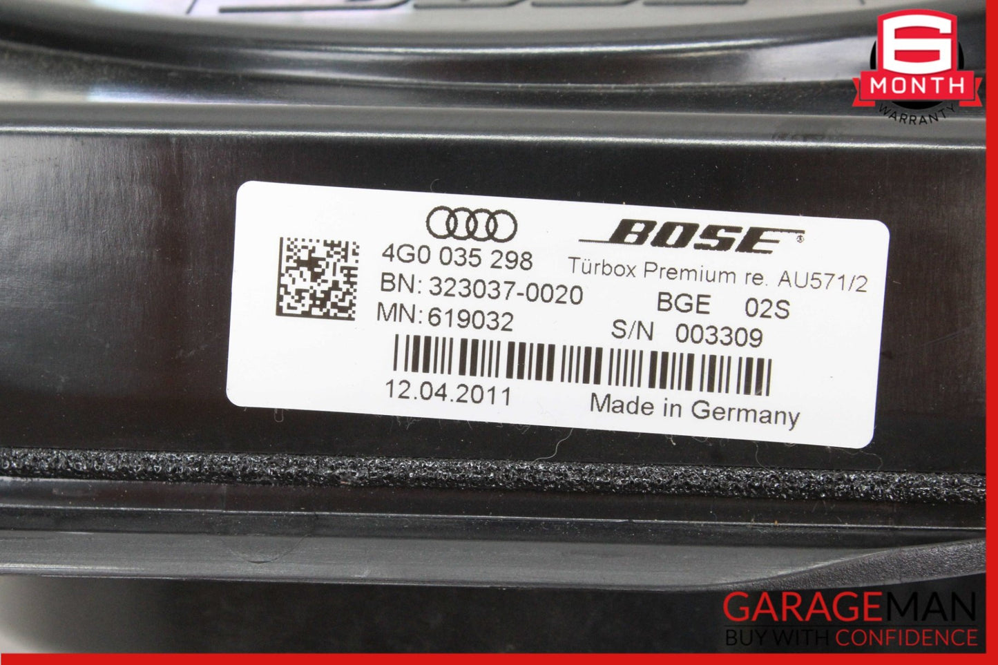 2012 Audi A6 C7 Sedan Front Right Subwoofer Bass Box Speaker 4G0035298