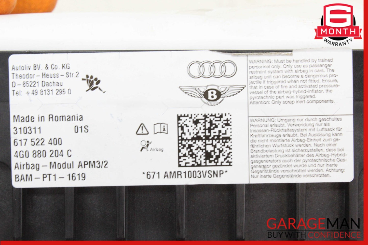 2012-2018 Audi A6 C7 Sedan Front Right Dash Airbag 4G0880204C