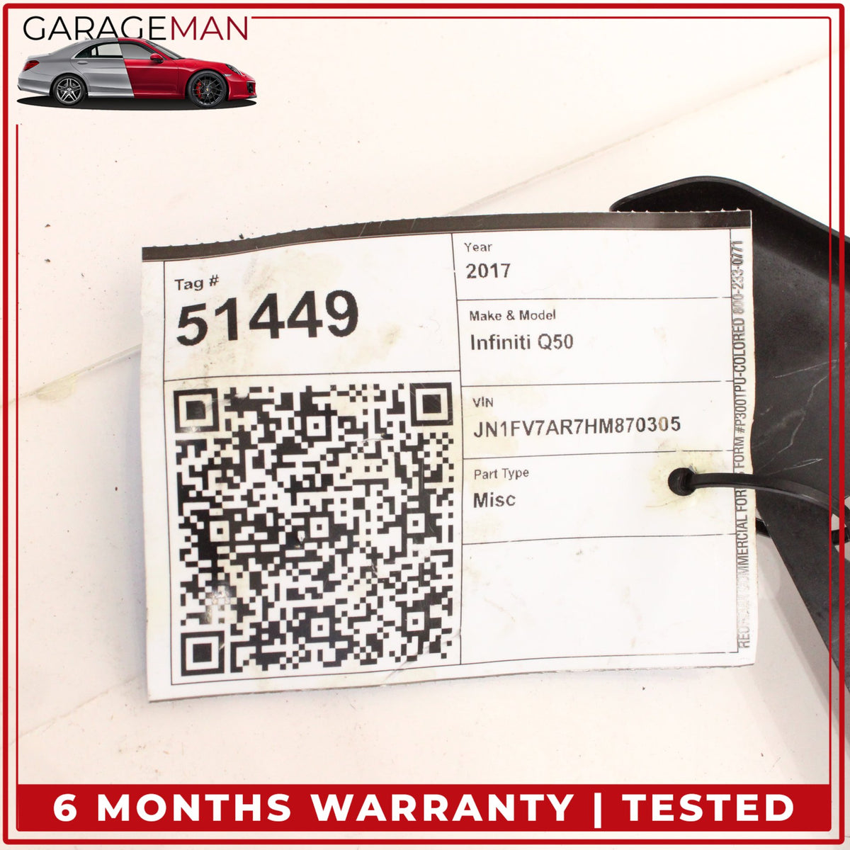2014-2024 Infiniti Q50 V37 Upper Radiator Core Support Tie Bar 62290-4GA0A OEM