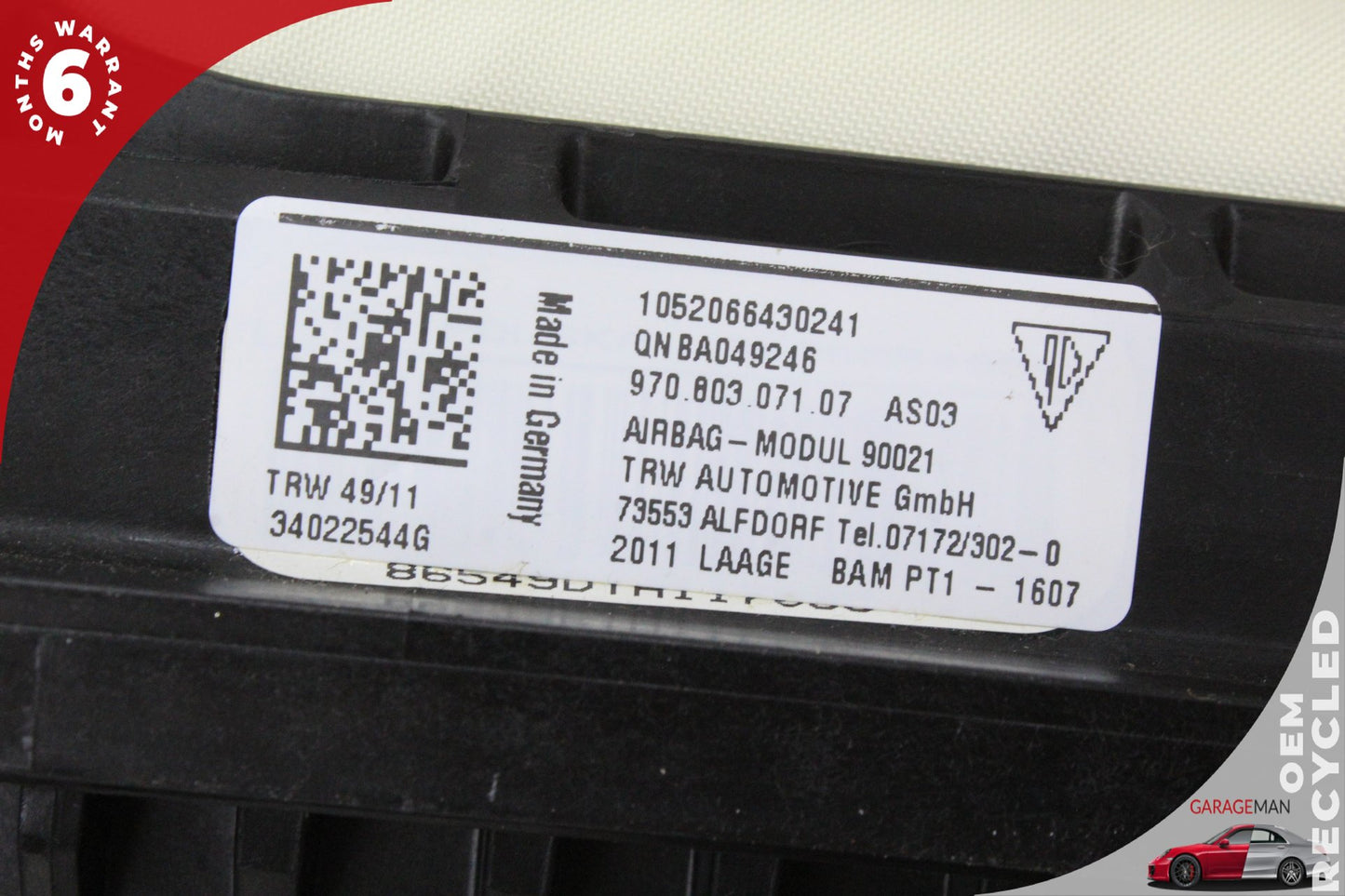10-16 Porsche Panamera Sedan Right Passenger Dashboard Upper Airbag 97080307107