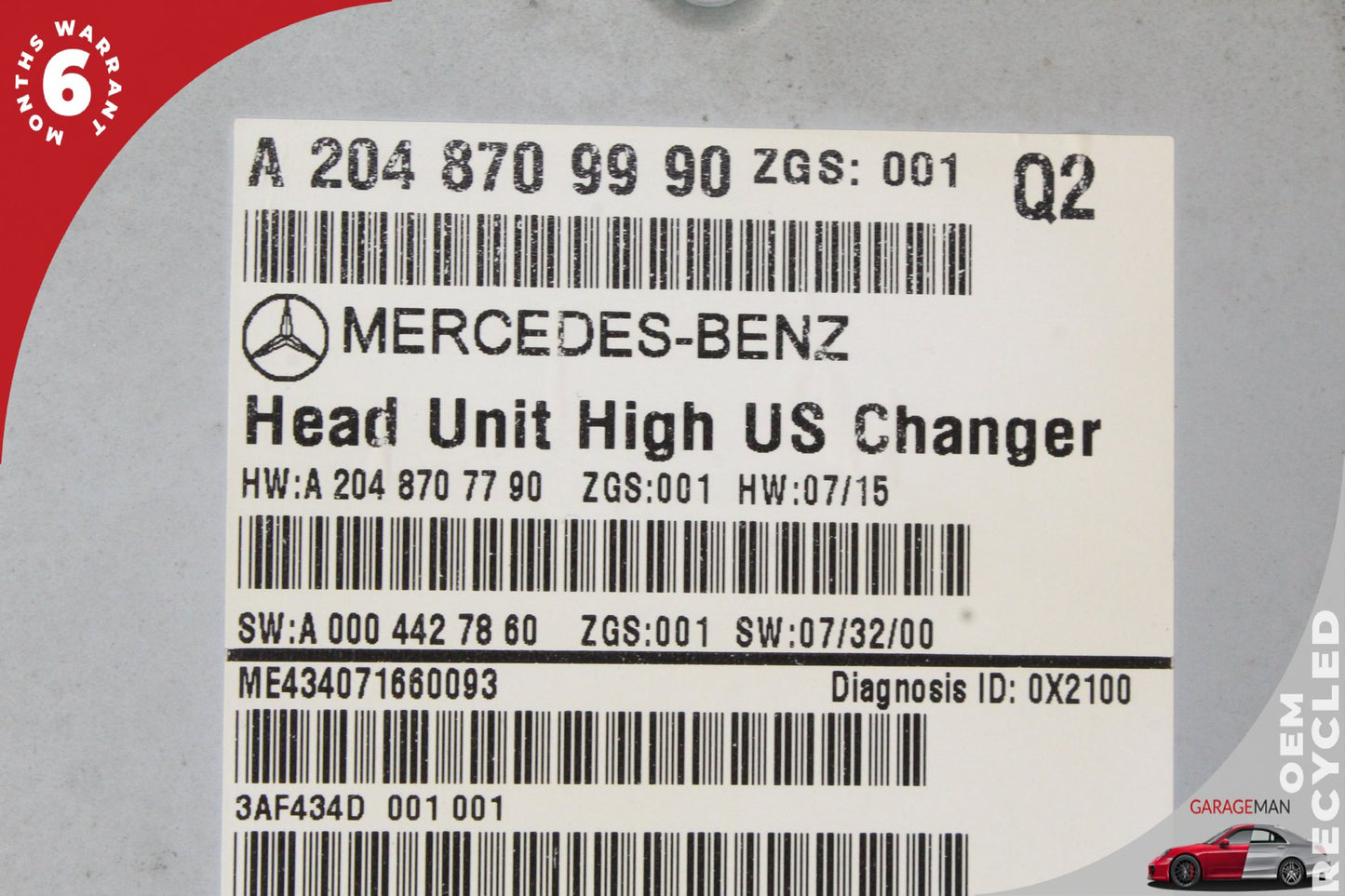 08-11 Mercedes-Benz C300 w204 Sedan Command Head Unit Navigation Radio 2048709990