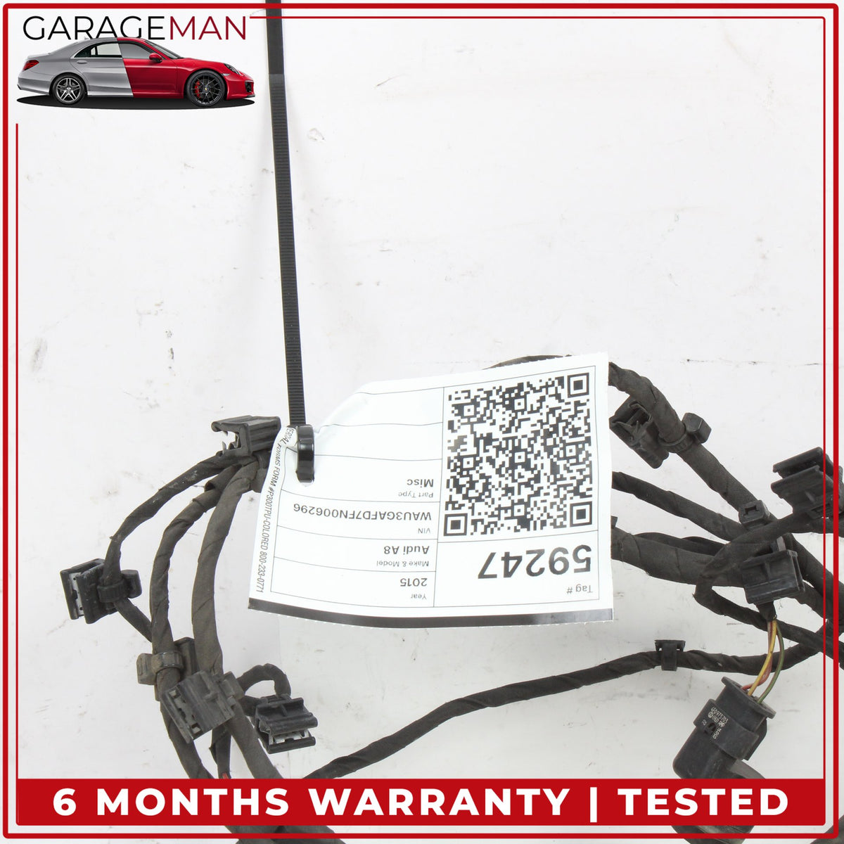 2015-2018 Audi A8 S8 Front Bumper Parking Sensor w/ Wire Harness 4H0971095AS OEM