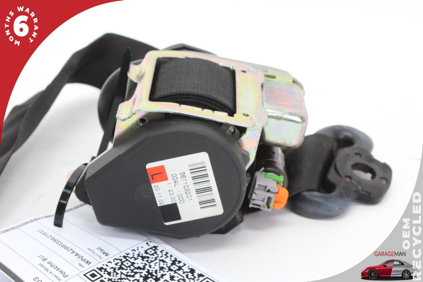 1999-2005 Porsche 911 996 Front Left Driver Side Seat Belt Black 561103201 OEM